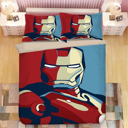 Iron Man Quilt Doona Duvet Cover Set Single King Single Double Queen King - Foto 1 di 5