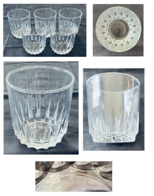 VINTAGE Luminarc Whiskey Glasses 8 oz. Vertical Cuts Clear 5-Pc FRANCE Excellent