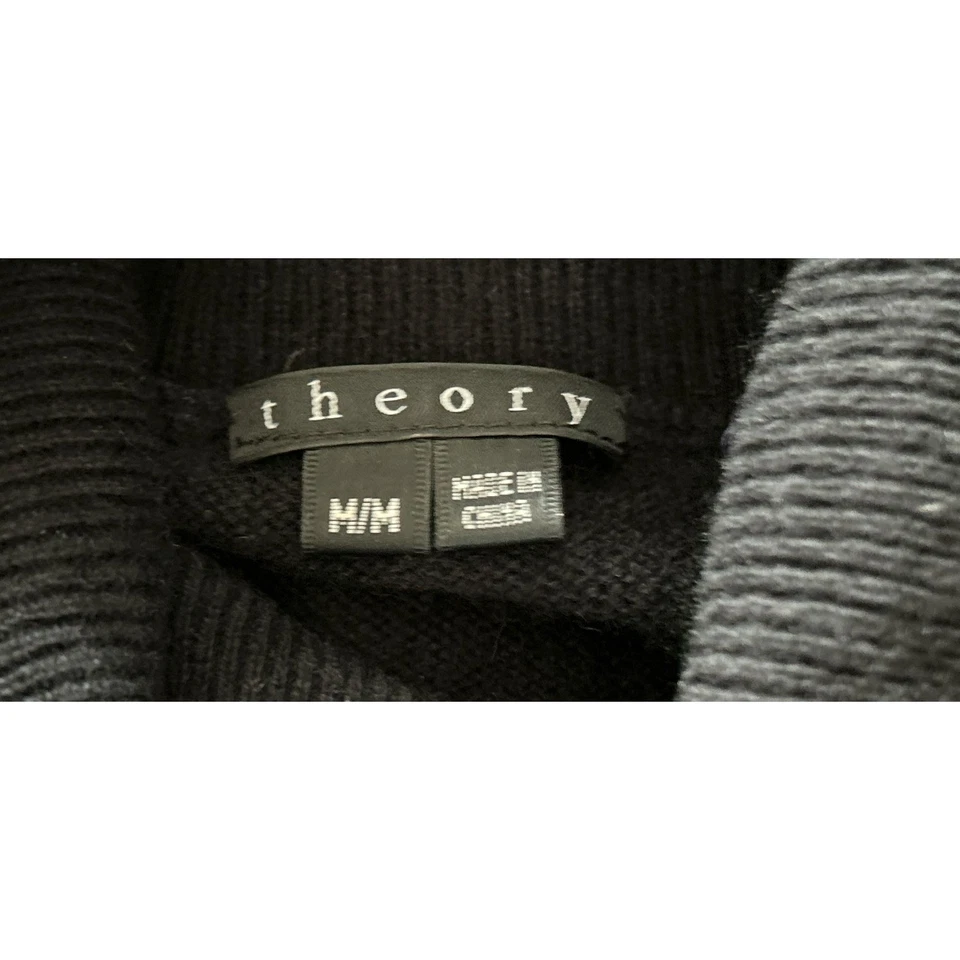 THEORY Knitted Cashmere Turtleneck Sweater Gray Purple Ombre Stripes Size Med - Image 4 of 4