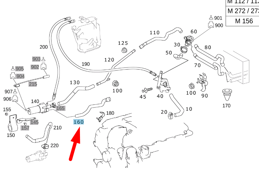 MB SL R230 Additional Water Pump To Engine Hose A2308321394