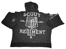 YoungLA x AOT Zip-Up Hoodie Large Black Attack On Titan SCOUT REGIMENT New