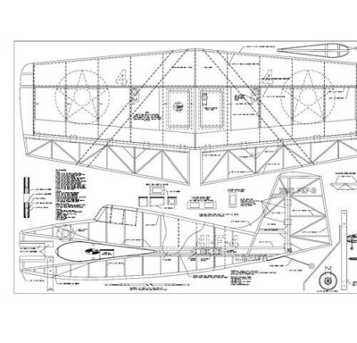 3-D F4F Wildcat 48'' WS RC Model Airplane Printed Plans & Templates