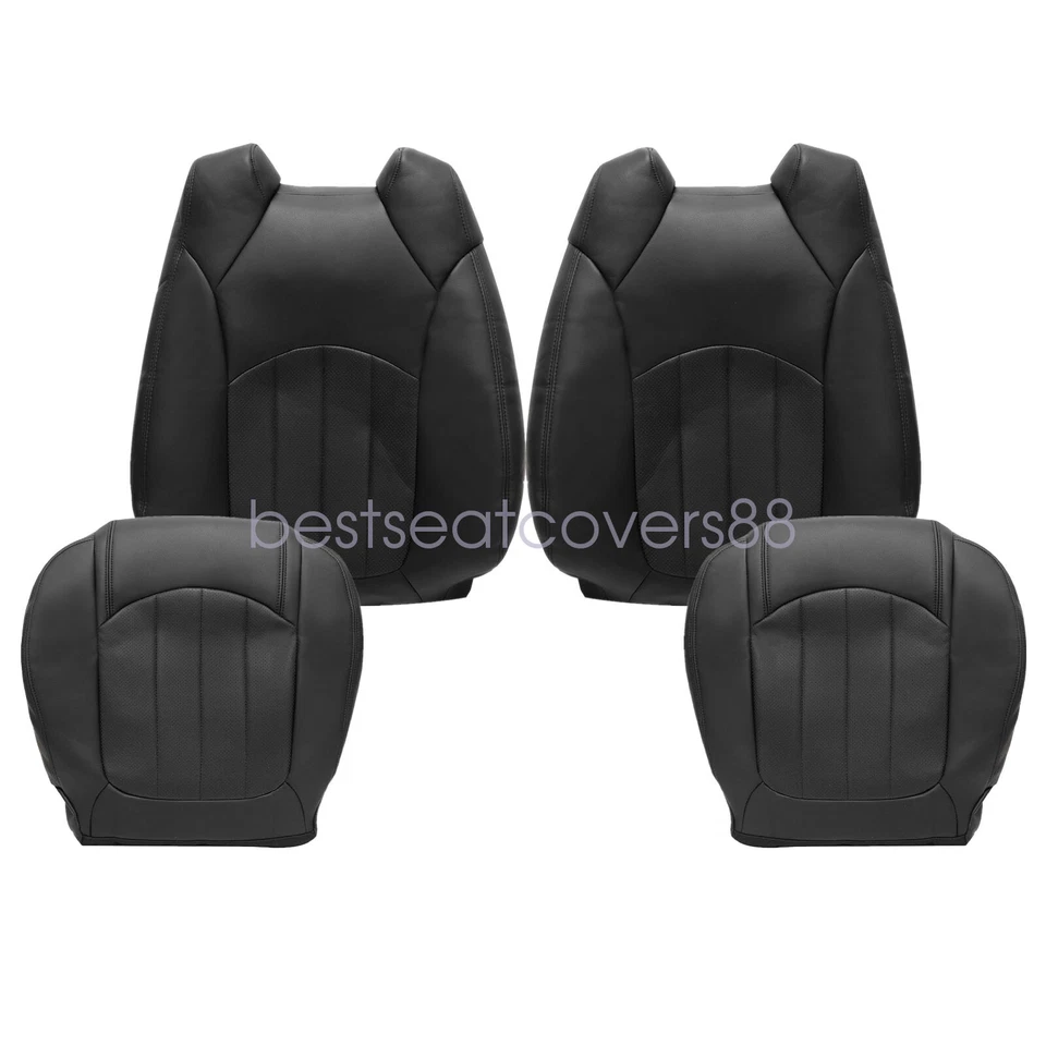 Cubierta de asiento perforada delantera negra 4 piezas para GMC Acadia Denali SLT SLE SL 2008-12 Foto 2 de 4