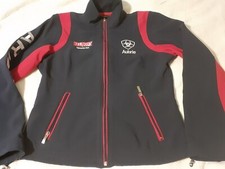 Ariat Jacket Womens M Blue Red TEK Soft Shell Logo Belmont Equestrian Club