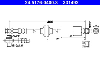 ATE 24.5176-0400.3 Brake Pants for Chevrolet, Opel, Vauxhall