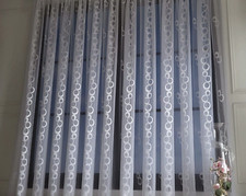 NEU Exklusiver & Hochwertiger Gardinen Voile Stoff Weiß/Silber METERWARE