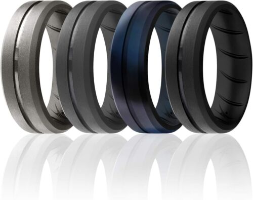Silicone Rings, Breathable Silicone Rubber Wedding Ring Band for Men with Comfor