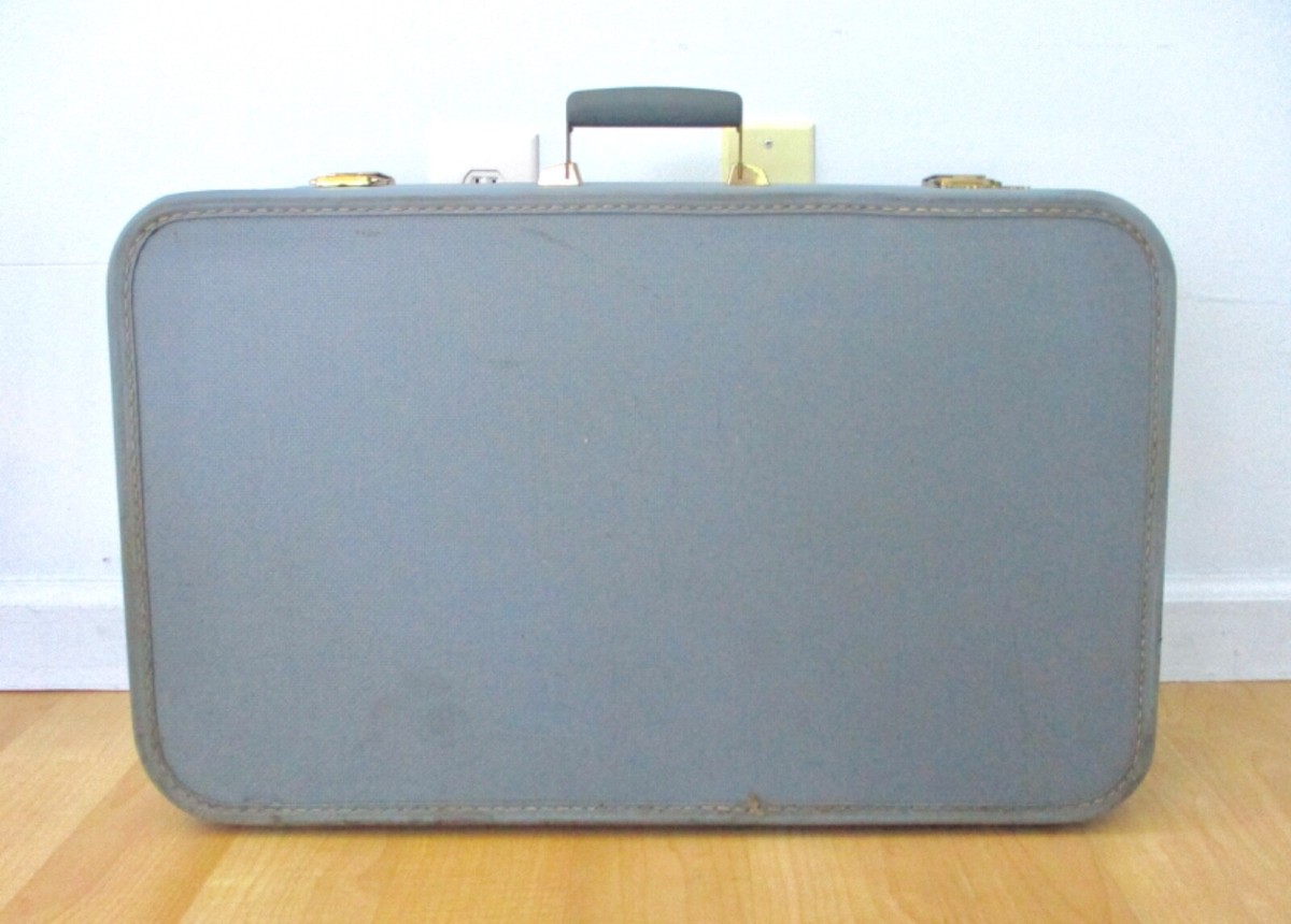 Vtg 50s 60s Lady Baltimore Blue Mid Century Suitcase Luggage 24 x
