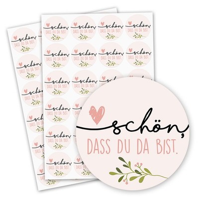 2er Set runde Aufkleber Schön, dass du da bist I dv_594 Rosa