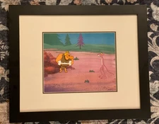 Pink Panther The Caveman Friz Freleng Original Drawing & Cel COA Framed 23”