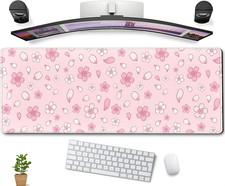 Cherry Blossom Mouse Pad Kawaii Pink XL Large Extended Gaming Desk Mat Cute Past