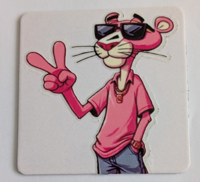 Kühlschrankmagnet Magnet quadratisch wie selten ''PINK PANTHER '' Victory Zeichen