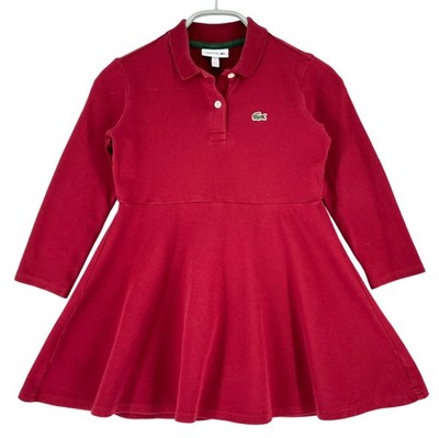 LACOSTE Kids Girls Polo Neck Dress Size 5 Years