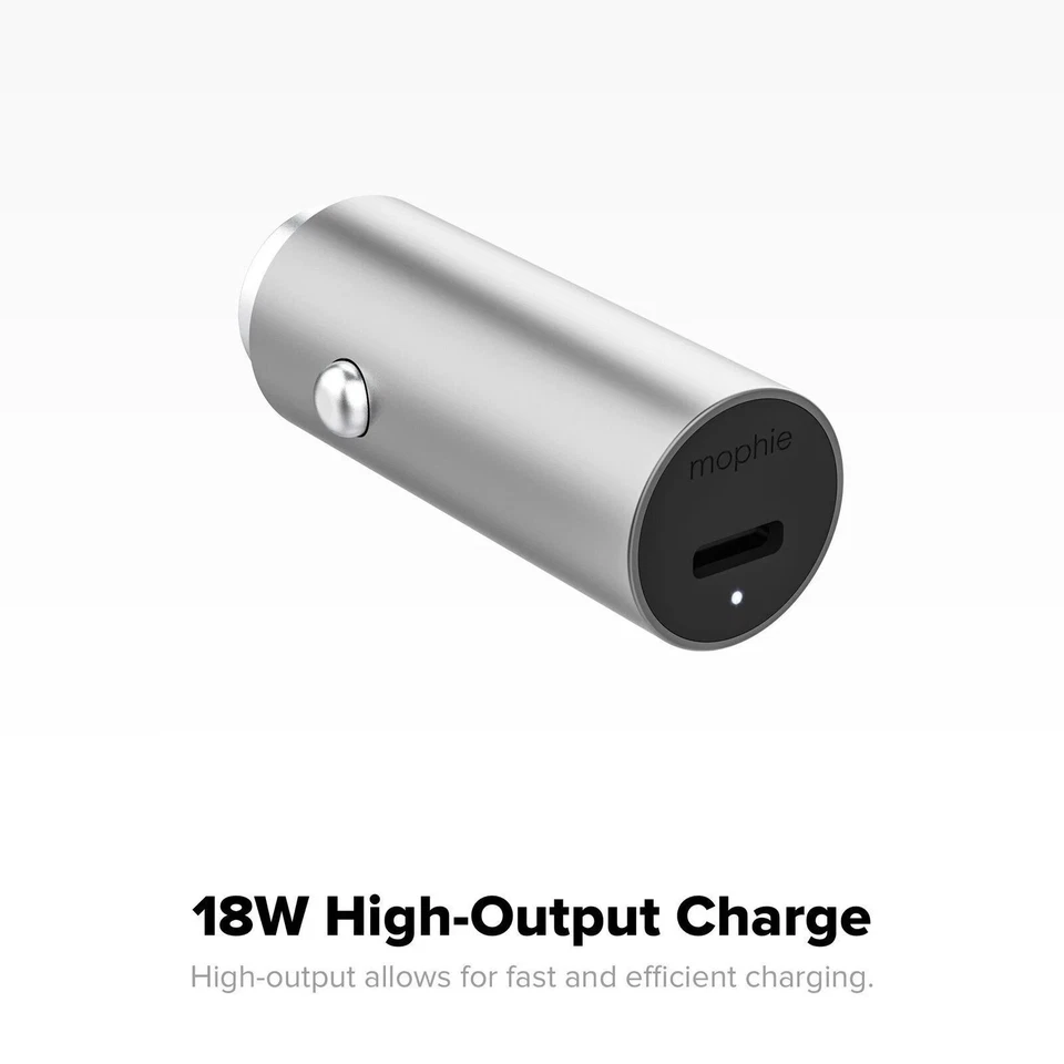 Mophie 18W USB-C PD Car Charger Aluminum Silver Fast Charge 409903474 - Image 3 of 4