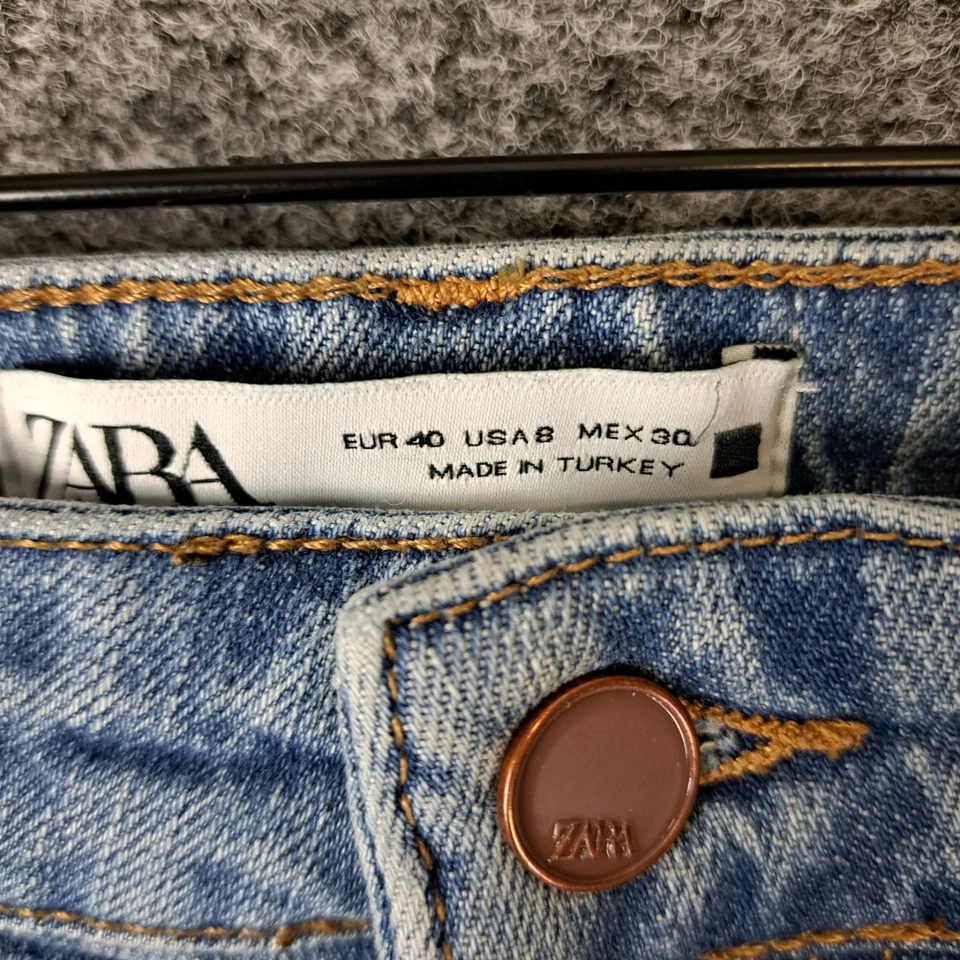 Zara Womens Jeans Size 40 AU12 W30 Blue Denim Bootcut Leg High Rise Stretch - Image 2 of 4