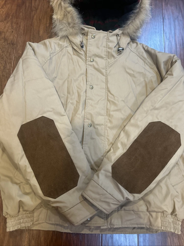 Abrigo Chaqueta Woolrich Para Hombre Ártico Lana Cuadros Piel de Coyote Volantes De Colección Años 90 XL Foto 3 de 4