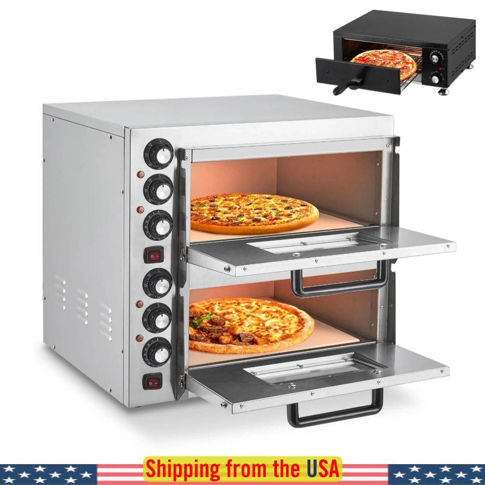 1800/3600W Commercial Countertop Pizza Oven Double Deck 2Layer16