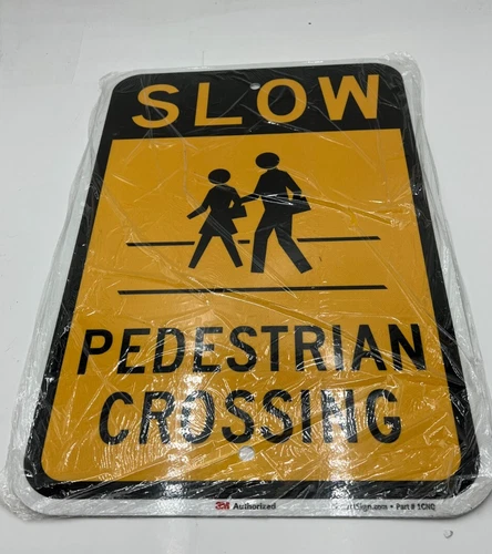 (QTY 2) SmartSign 1CNQ "Slow Pedestrian Crossing" Aluminum Sign 12" x 18" 3M - product listing photo