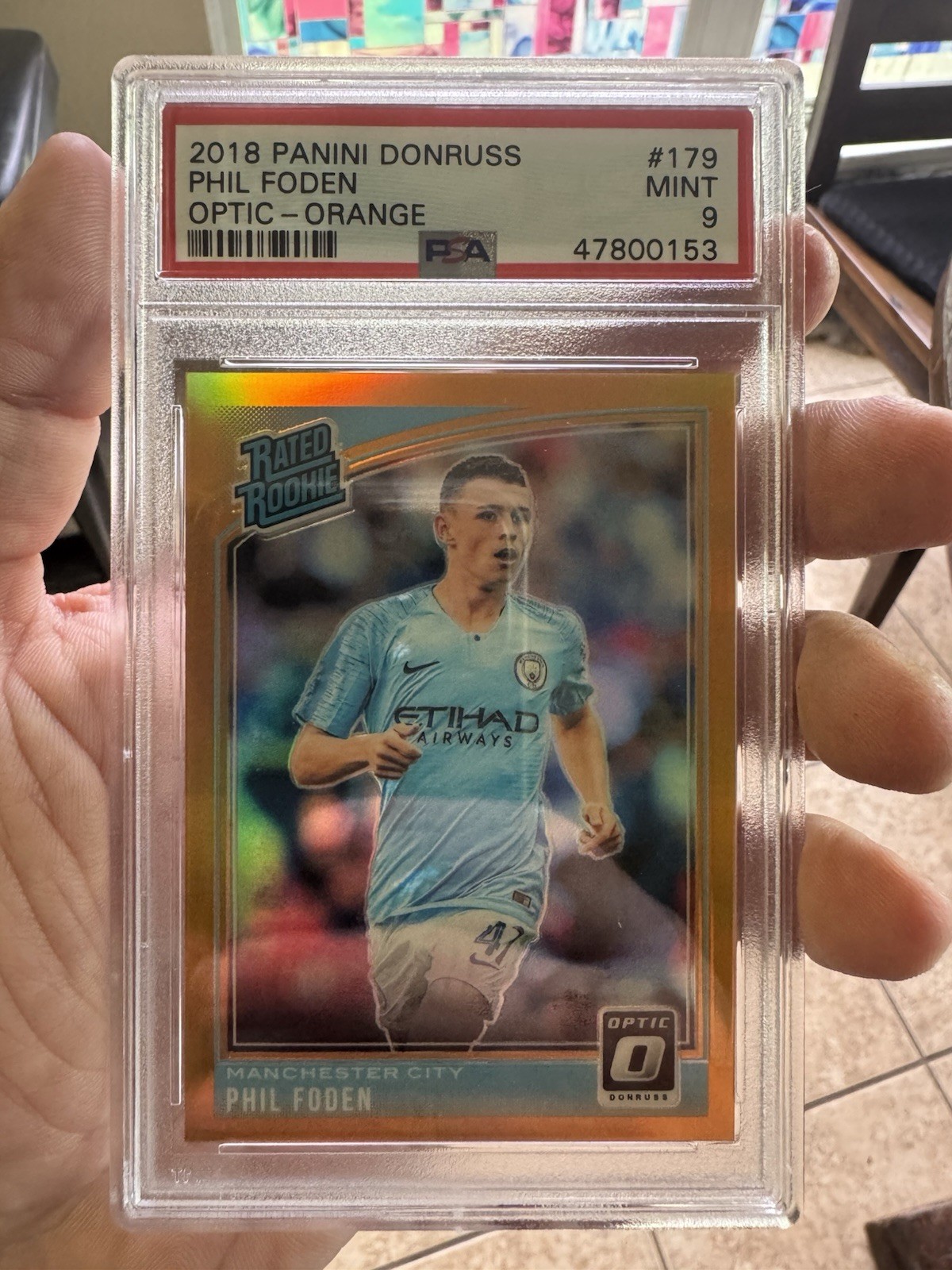 2018-19 Panini Donruss #179 Phil Foden Optic Orange 17/99 Manchester City RC