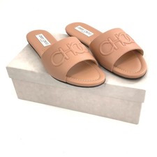 Jimmy Choo Leather Tiaret Flat Slides - Powder Pink 39.5 EU 9 US