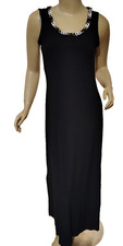 New Roz&Ali Vintage Maxi Dress Embellished Neckline  Small Black