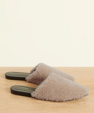 Jenni Kayne Shearling Mule Slip On Fur Trim Shoes Natural Luxury 39 US 9 425