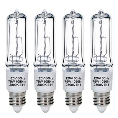 GMY JDE11 120V 75W E11 Bulb, Mini Candelabra Base - 4 Count, Warm White 