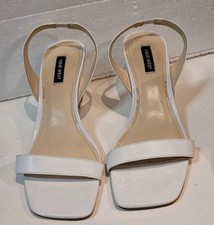 Sz 9.5 Nine West White  Slingbacks 3in Heels