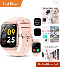 1.85" HD Smart Watch for Women - Bluetooth Calls, AI Voice, Waterproof, Pink