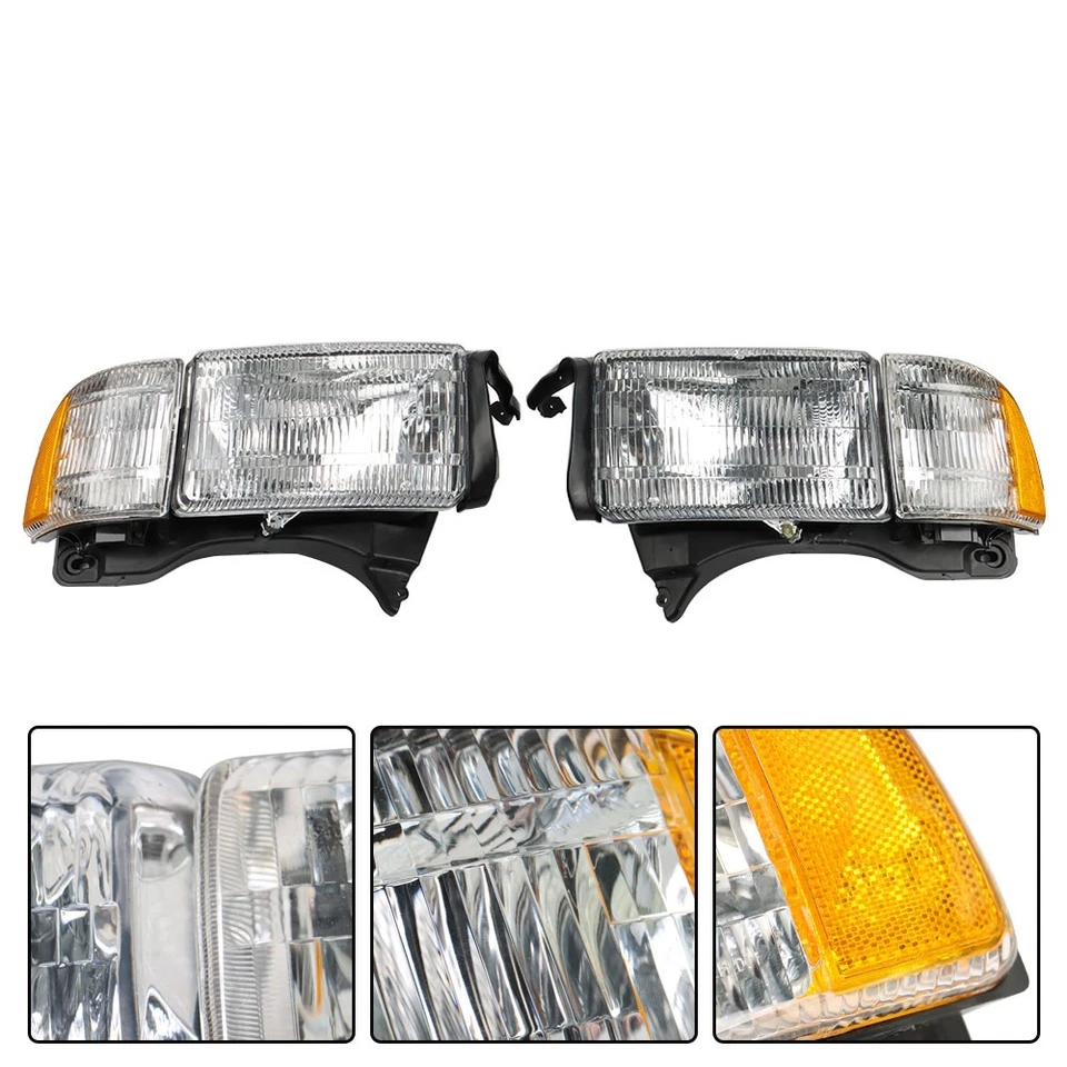 Faros halógenos para Dodge Ram 1500-3500 1994-2002 izquierda+derecha faros lentes transparentes Foto 3 de 4