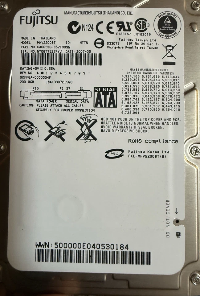 Fujitsu MHV2200BT- 200GB Laptop Hard Drive - SATA - CA06596-B52100SN - Image 2 of 4