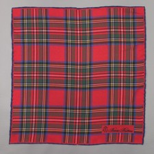 Brooks Brothers Pocket Square Mens One Size Red Plaid Tartan Handkerchief