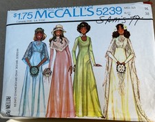 McCall's 5239 Wedding Bridal Dress Gown Sewing Pattern Misses 16 Uncut Vtg 70 s