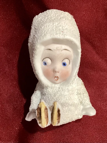 Antique German Bisque Snowbaby Container - Imagen 1 de 9