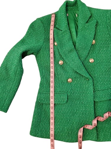 Green Tweed Blazer With Gold Crest Buttons (No Size Tag) Business, Casual - Picture 8 of 9