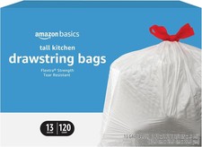 Tall Kitchen Drawstring Trash Bags 13 Gallon 120 Count Heavy Duty Garbage