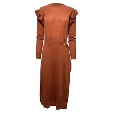 Ulla Johnson Leo Midi Dress In Brown Wool Women Ochre S