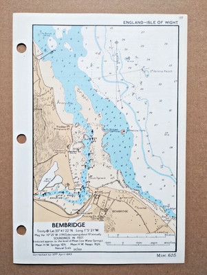 Bembridge, Isle of Wight - 1943 Vintage Admiralty Royal Navy Map (Seller Ref E5)