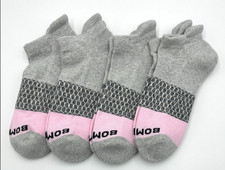 4 Pairs Bombas Women's Cushion Tri-Block Ankle socks Size Large 11-13 Pink