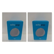 Amazon Echo Pop Smart Speaker with Alexa, Glacier White (2-Pack)