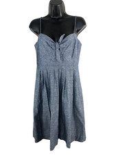 Madewell Womens Size 4 Sleeveless Chambray Tie-Front Cutout Cami Pleated Dress