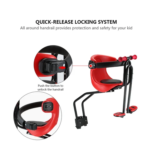 Bike Front Mounted Child Seat Kids Top Tube Bicycle Detachable Child Armrest - Picture 12 of 14