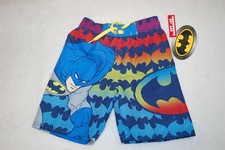 Boys BATMAN SWIM TRUNKS Board Shorts MULTICOLOR Rear Pocket SIZE 4