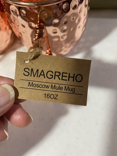 Neu ~ Smagreho 16 Unzen Moscow Mule Becher gehämmert Kupfer Messing 2er Set - Bild 5 von 8
