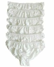 6pcs Women's 100 Silk Bikinis Panties S M L XL W26"-38" white