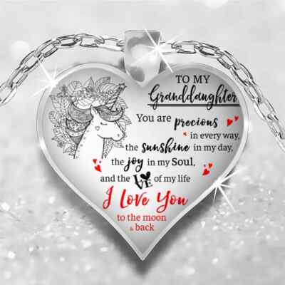   To My Granddaughter Necklace Heart Pendant Love from Grandma Grandpa Jewelry G