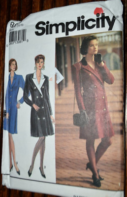 Simplicity 8035 Petite Single Double Breasted Coat Dress Sz 12-14-16 UNCUT