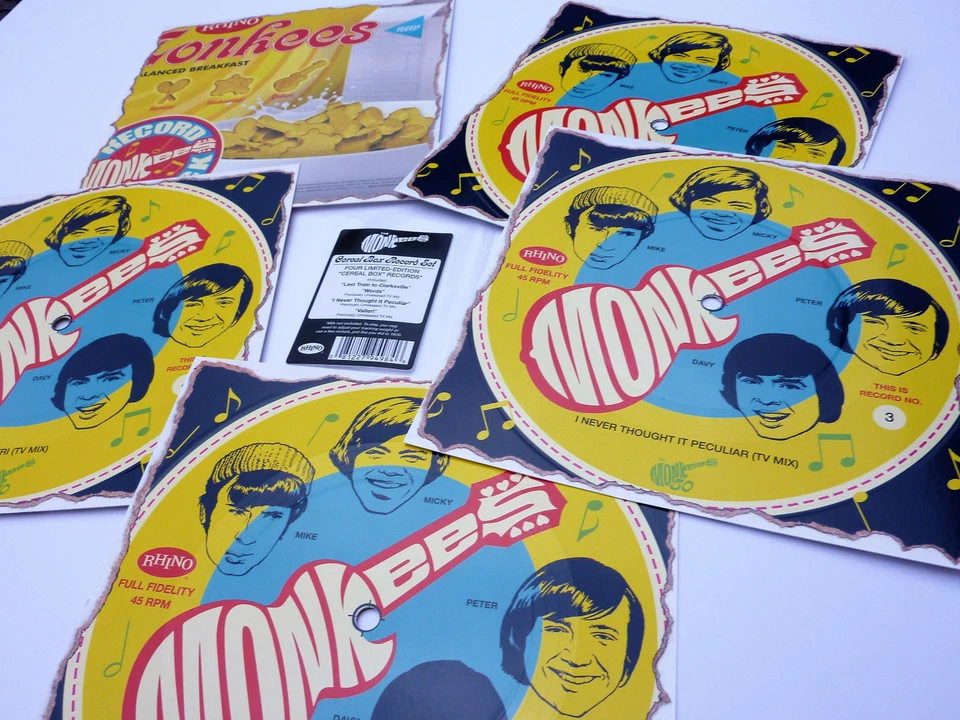 The Monkees 4x 7" Flexi Vinyl Single Cereal Box Set Words Valleri +2 Rhino NEU - Bild 2 von 4