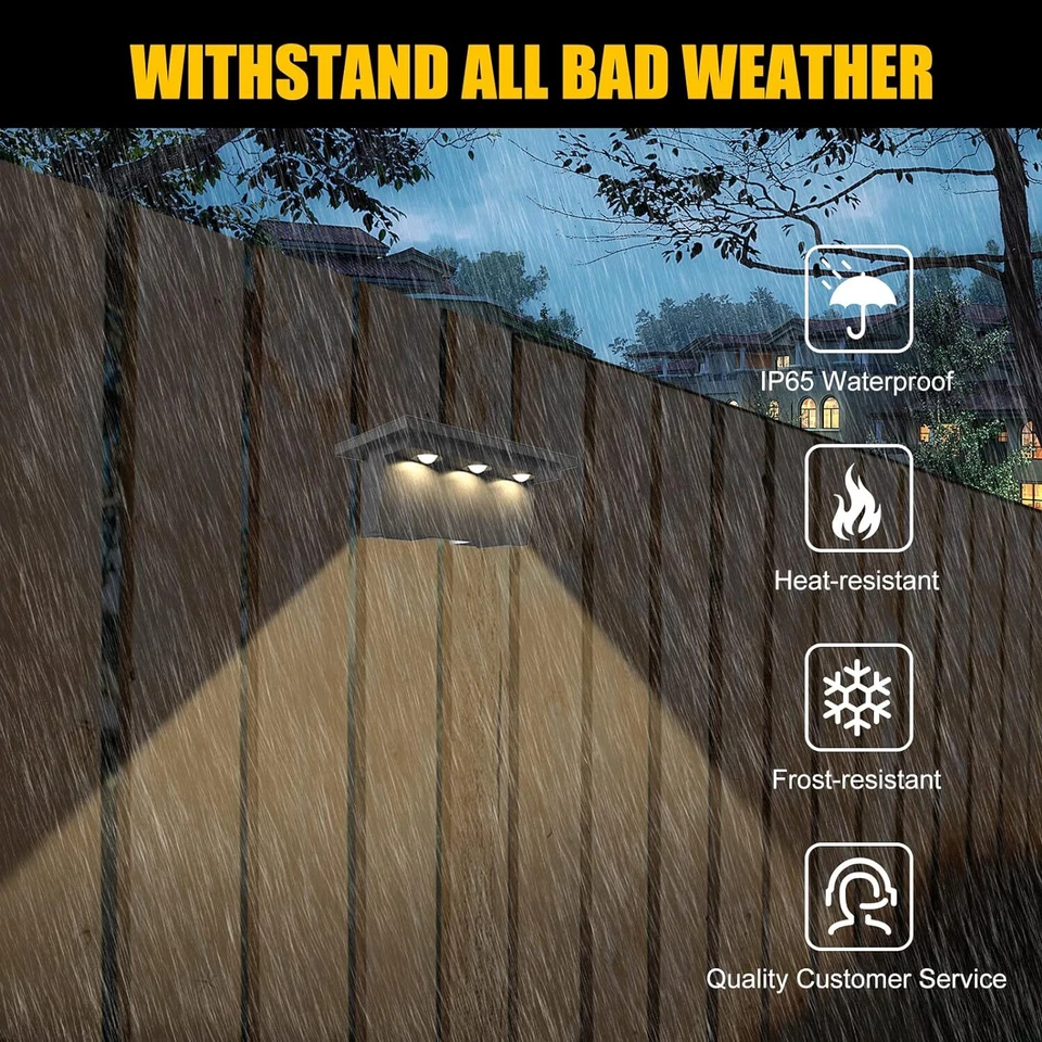 2/4/6Pack светодиодная солнечная энергия лестница свет открытый сад дорожка ступенька настенная - Изображение 4 из 4