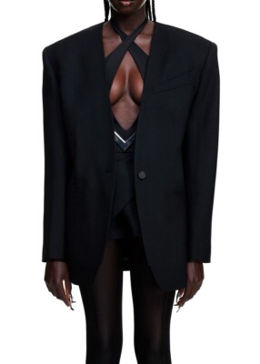 MUGLER HM ブラックブレザー Mugler X H&M HM Oversized Wool Blazer Jacket Black Size